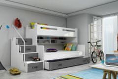 Veneti Dětská patrová postel s úložným prostorem a matracemi 80x200 IDA 3 - bílá / grafit