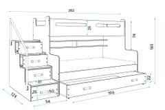Veneti Dětská patrová postel s úložným prostorem a matracemi 80x200 IDA 3 - bílá / grafit