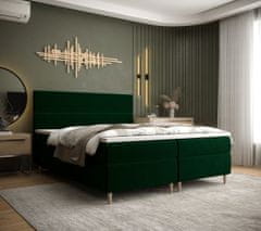 Veneti Kontinentální manželská postel ANGELES - 140x200, tmavě zelená