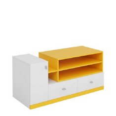 Veneti Dětský TV stolek HARKA - bílý / žlutý