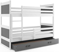 Veneti Dětská patrová postel s úložným prostorem bez matrace 80x190 FERGUS - bílá / grafit
