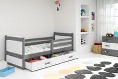 Veneti VÝPRODEJ - Dětská postel s úložným prostorem bez matrace 90x200 FERGUS - grafit / bílá