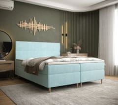 Veneti Kontinentální manželská postel ANGELES - 140x200, světle modrá
