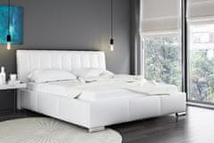 Veneti Elegantní postel Malone s vysokým čelem a úložným prostorem bílá eko kůže 180 x 200