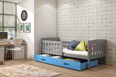 Veneti Dětská postel s úložným prostorem bez matrace 90x200 BRIGID - grafit / modrá