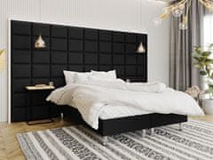 Veneti Čalouněná manželská postel 140x200 NECHLIN 2 - černá ekokůže + panely 40x30 cm ZDARMA