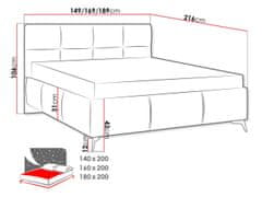 Veneti Manželská postel s úložným prostorem 180x200 TERCEIRA - béžová