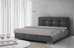 Veneti Luxusní čalouněná postel Latium s úložným prostorem černá eko kůže 180 x 200