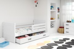 Veneti VÝPRODEJ - Dětská postel s úložným prostorem s matrací 90x200 FERGUS - bílá
