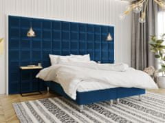 Veneti Čalouněná manželská postel 180x200 NECHLIN 2 - modrá + panely 30x30 cm ZDARMA