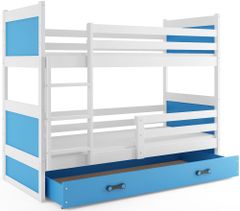 Veneti Dětská patrová postel s úložným prostorem bez matrace 80x160 FERGUS - bílá / modrá