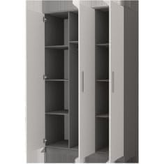 Veneti Třídveřová šatní skříň do dětského pokoje OLEG - šířka 120 cm, šedá / bílá