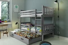Veneti Dětská patrová postel s přistýlkou a matracemi 80x190 CHARIS - grafit