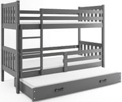 Veneti Dětská patrová postel s přistýlkou a matracemi 80x190 CHARIS - grafit