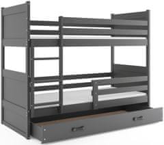 Veneti Dětská patrová postel s úložným prostorem bez matrace 80x190 FERGUS - grafit