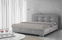 Veneti Luxusní čalouněná postel Latium s úložným prostorem šedá eko kůže 180 x 200
