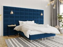 Veneti Čalouněná manželská postel 180x200 NECHLIN 2 - modrá + panely 40x30 cm ZDARMA