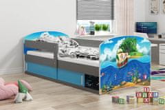 Veneti Dětská postel s úložným prostorem bez matrace 80x160 PIRÁTI 1 - grafit