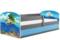Veneti Dětská postel s úložným prostorem bez matrace 80x160 PIRÁTI 1 - grafit