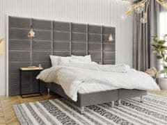 Veneti Čalouněná manželská postel 160x200 NECHLIN 2 - šedá + panely 60x30 cm ZDARMA