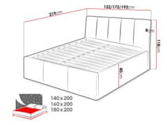 Veneti Čalouněná manželská postel 140x200 TRALEE - světlá šedá