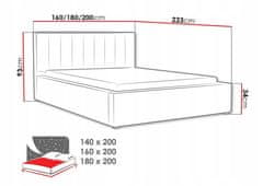 Veneti Manželská postel s úložným prostorem a roštem 180x200 TARNEWITZ 2 - béžová