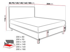 Veneti Čalouněná manželská postel 180x200 NECHLIN 3 - šedá