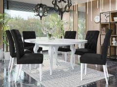 Veneti Rozkládací jídelní stůl 120 cm se 6 židlemi KRAM 1 - bílý / černý
