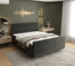 Veneti Kontinentální manželská postel ANGELES PLUS - 160x200, tmavě šedá