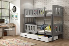 Veneti Dětská patrová postel s úložným prostorem bez matrace 90x200 BRIGID - grafit / bílá