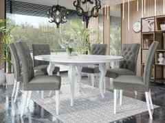 Veneti Rozkládací jídelní stůl 120 cm se 6 židlemi KRAM 1 - bílý / šedý