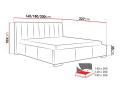 Veneti Čalouněná manželská postel 140x200 ZULMA - černá ekokůže