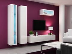 Veneti Stěna do obývacího pokoje s LED modrým osvětlením ASHTON N2 - bílá / lesklá bílá