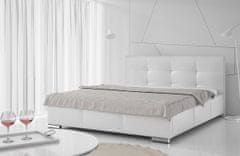 Veneti Luxusní čalouněná postel Latium s úložným prostorem bílá eko kůže 180 x 200