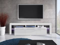 Veneti Televizní stolek s LED osvětlením LAME - bílý / lesklý bílý