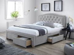 Veneti Čalouněná manželská postel OKSANA - 160x200 cm, šedá 1