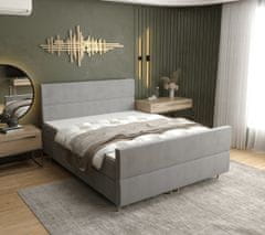 Veneti Kontinentální manželská postel ANGELES PLUS - 160x200, světle šedá