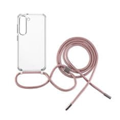 FIXED Pouzdro Pure Neck s růžovou šňůrkou na krk pro Samsung Galaxy S23+ FIXPUN-1041-PI