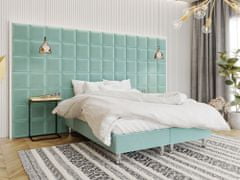 Veneti Čalouněná manželská postel 180x200 NECHLIN 2 - mentolová + panely 30x30 cm ZDARMA