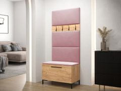 Veneti Nábytek do předsíně s čalouněnými panely ANDORA 3 - dub zlatý / růžový