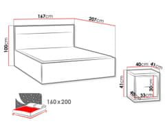 Veneti Ložnicová sestava s LED osvětlením a postelí 160x200 SUCRE 2 - ořech hikora
