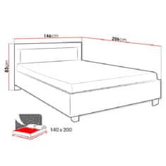 Veneti Manželská postel s matrací a roštem 140x200 TAKA - dub sonoma