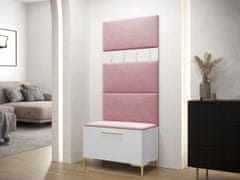 Veneti Nábytek do předsíně s čalouněnými panely ANDORA 3 - bílý / růžový