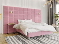 Veneti Čalouněná manželská postel 140x200 NECHLIN 2 - růžová + panely 40x30 cm ZDARMA