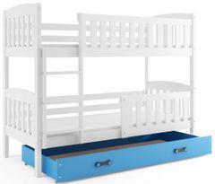 Veneti Dětská patrová postel s úložným prostorem s matracemi 90x200 BRIGID - bílá / modrá