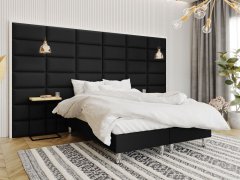 Veneti Čalouněná manželská postel 180x200 NECHLIN 2 - černá ekokůže + panely 60x30 cm ZDARMA