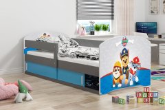 Veneti Dětská postel s úložným prostorem s matrací 80x160 PEJSCI 1 - grafit