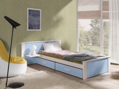 Veneti Dětská postel s úložným prostorem 90x200 POLCH PLUS - bílá / modrá