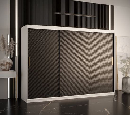 Veneti Skříň s posuvnými dveřmi PAOLA - šířka 250 cm, bílá / černá