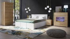 Veneti Ložnicová sestava s postelí 160x200 cm CHEMUNG - dub zlatý / bílá ekokůže